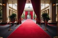 red carpet leading to an elegant entrance of a building