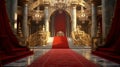 Red carpet leading to a king thrones inside. Generative AI Royalty Free Stock Photo