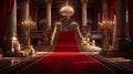 Red carpet leading to a king thrones inside. Generative AI Royalty Free Stock Photo