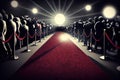 a red carpet leading to a movie premiere, with paparazzi and fans eagerly awaiting the stars.