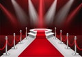 Red Carpet Leading to Stage with Spotlights Royalty Free Stock Photo