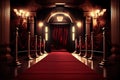 a red carpet leading up to the entrance of a glamorous movie premiere