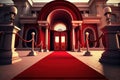 a red carpet leading up to the entrance of a grand building, such as a theater or museum. Royalty Free Stock Photo