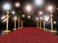 Red carpet at night with flashlights Royalty Free Stock Photo