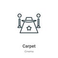 Red carpet outline vector icon. Thin line black red carpet icon, flat vector simple element illustration from editable cinema Royalty Free Stock Photo