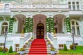 Red carpet on palatial building staircase Karlovy Vary Czechia