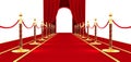 Red carpet and path barriers, Luxury entrance to vip event or celebrity party isolated on white background