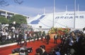 Red Carpet Preparations for 62nd Annual Academy Awards, Los Angeles, California Royalty Free Stock Photo