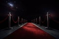 red carpet rolled out on a moonlit night, with the stars shining overhead Royalty Free Stock Photo