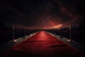 red carpet rolled out on a moonlit night, with the stars shining overhead Royalty Free Stock Photo