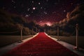 red carpet rolled out on a moonlit night, with the stars shining overhead Royalty Free Stock Photo