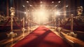 Red carpet rolling out in front of glamorous movie