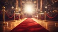 Red carpet rolling out in front of glamorous movie