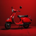 Minimal Retouching: Red Vespa Moped On Bold Color Field