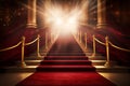 .Red Carpet with Spotlight and Golden Award