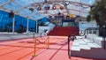 Red carpet on stairs in entrance of Palais des Festivals et des Congres, Cannes
