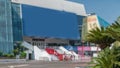 Red carpet stairway at Palais des Festivals et des Congres timelapse in Cannes, France.