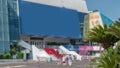 Red carpet stairway at Palais des Festivals et des Congres timelapse in Cannes, France.