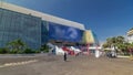 Red carpet stairway at Palais des Festivals et des Congres timelapse in Cannes, France.