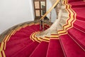 Red carpet. Stairwell in the Polish palace. Royal castle in Warsaw.