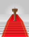 Red carpet to tribune vector illustration