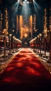 Red carpet unfurls at a glamorous movie premiere backdrop