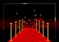Red carpet vector background. Hollywood luxury and elegant red carpet event in perspective illustration. Vip Red color carpet