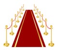 A red carpet and velvet rope with golden brass Royalty Free Stock Photo