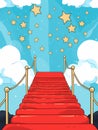 A Red Carpeted Stairs Leading To A Blue Sky With Stars Royalty Free Stock Photo