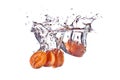 Red carrot abstract splashing in the clear water Royalty Free Stock Photo