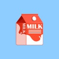 Red carton box of milk, fresh and healthy dairy product vector illustration