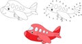 Red cartoon aircraft. Vector illustration.