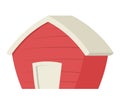 Red cartoon barn. Flat vector illustration, isolated on white background.