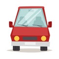 Red cartoon car front view design flat vector illustration Royalty Free Stock Photo