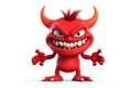 Red Cartoon 3D Devil on Transparent Background. AI Royalty Free Stock Photo
