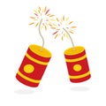 Red cartoon firecracker icon. Clipart image Royalty Free Stock Photo