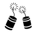 Red cartoon firecracker silhouette icon. Clipart image Royalty Free Stock Photo