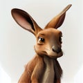 Red cartoon kangaroo on white background. Royalty Free Stock Photo