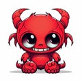 A red cartoon monster with big eyes, AI Royalty Free Stock Photo