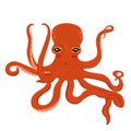 Red cartoon octopus isolated on a white background Royalty Free Stock Photo
