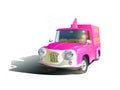 Red cartoon pickup truck on a white background. Vector