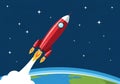 A red cartoon rocket is blasting Royalty Free Stock Photo
