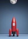 Red cartoon rocket ready for liftoff for the moon Royalty Free Stock Photo