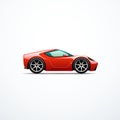 Red cartoon sport car. Side view. Vector illustration Royalty Free Stock Photo