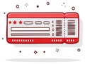 Red cartoon ticket illustration with stars and barcodes, vector Royalty Free Stock Photo