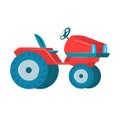 Red cartoon tractor oversized wheels, isolated white. Childrens toy farm vehicle design. Simple Royalty Free Stock Photo