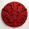 Red Carved Circular Art On White Background Royalty Free Stock Photo