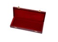 Red case with gilded locks. Box for an expensive gift. Luxury packaging isolate on a white background