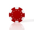 Red casino chip on white background. 3D Illustration