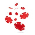 Red casino chips falling on white background Royalty Free Stock Photo